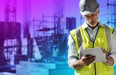 Architect using digital tablet at site